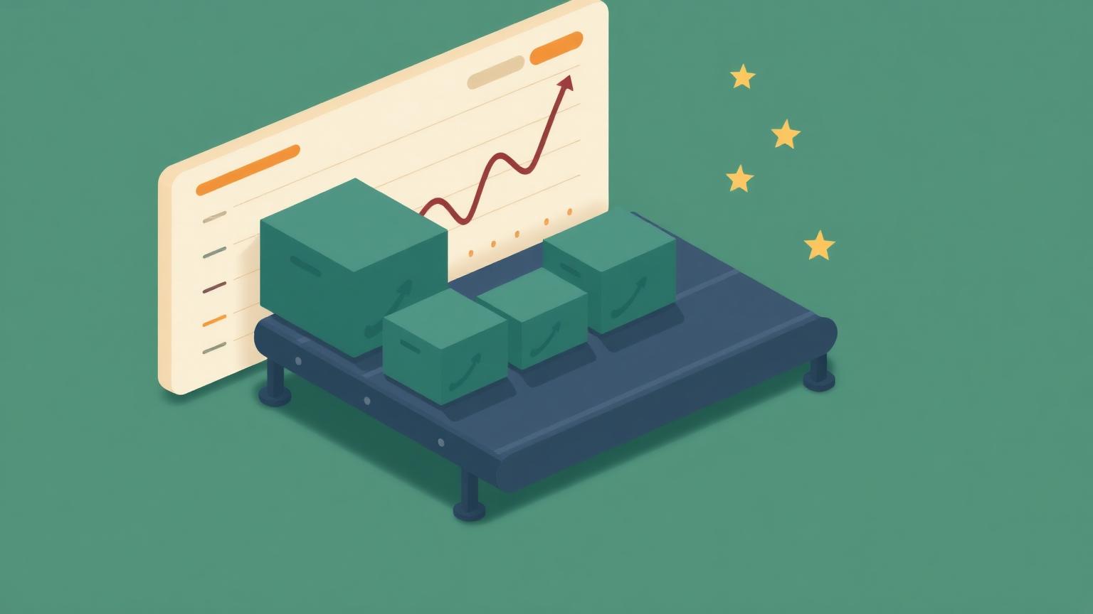 Illustration of Amazon marketplace operations: inventory, PPC, and review metrics